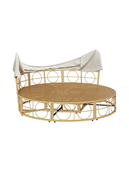 Pat Lounge Exterior Dom Cu Pernă Poly Rattan Crem 4108235