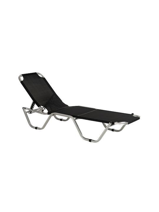 Liegestuhl Aluminium mit Kissen Black 190x60x30cm.
