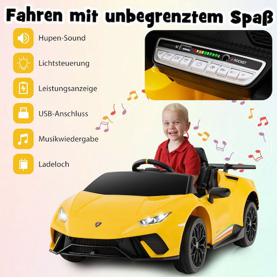 Lamborghini Μονοθέσιο με Τηλεκοντρόλ 12 Volt Κίτρινο για 3+ Ετών