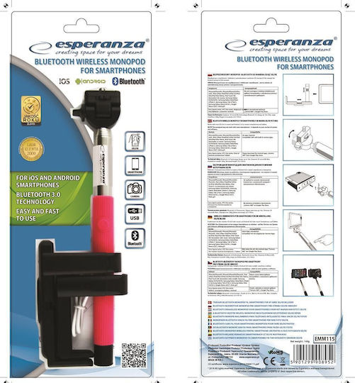 Esperanza EMM115 Selfie-Stick mit Bluetooth Schwarzes EMM115