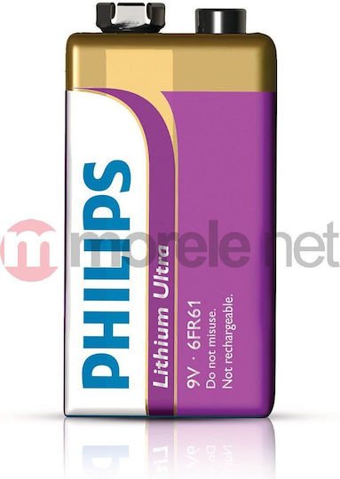 Philips Ultra Baterie De Litiu 9V Pentru Detectoare De Fum Și Sisteme De Securitate 1 Buc