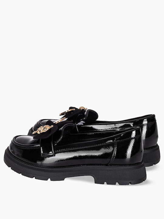 Girls Patent Leather Moccasins Black