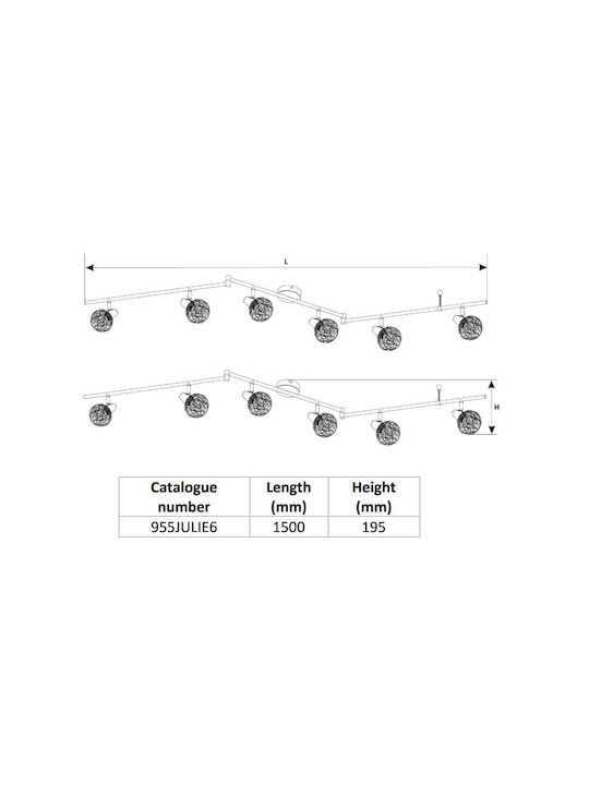 Elmark Julie Spot with 6 Lights and with Socket E14 in Silver Color