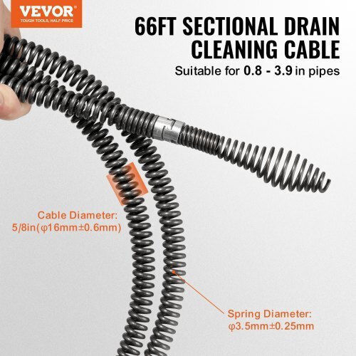 Vevor Steel Drain Unblockers 20m with Maximum Unclogging Thickness 16mm