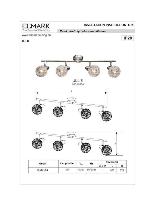 Elmark Julie Spot with 4 Lights and with Socket E14 in Silver Color