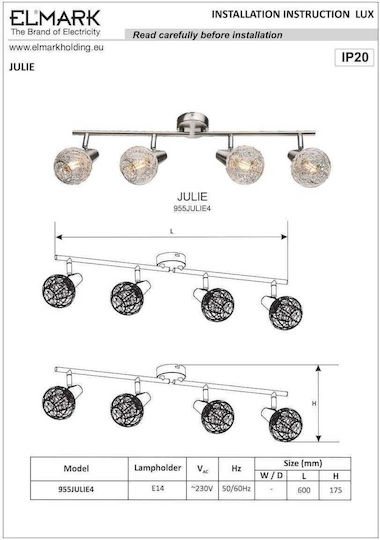Elmark Julie Spot mit 4 Lichtern und mit Fassung E14 in Silber Farbe