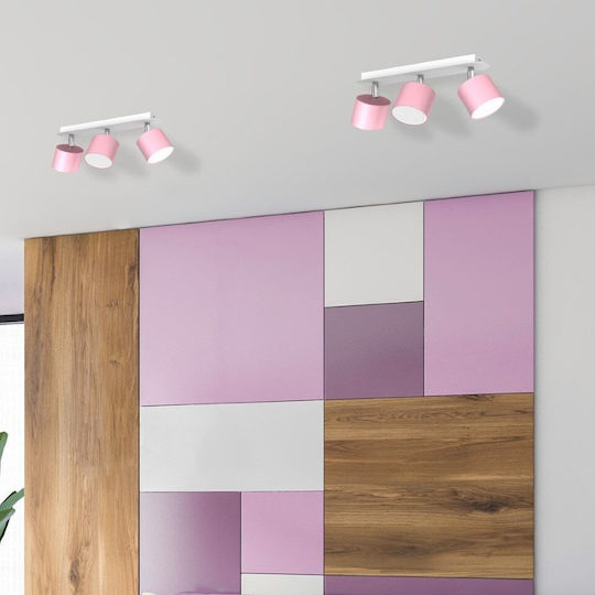 Eko Light Dixie Τριπλό Σποτ με Ντουί GX53 σε Ροζ Χρώμα