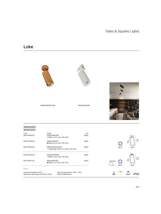 VK Lighting Einzel Spot mit Fassung GU10 in Rose Gold Farbe