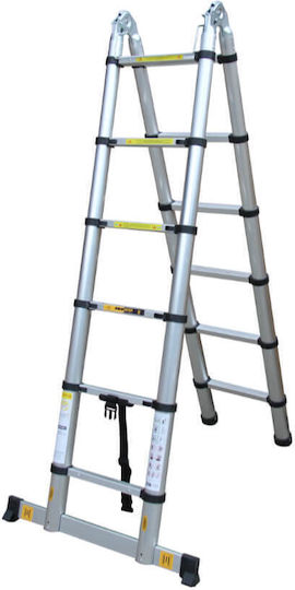 Prostep Telescopic Ladder Aluminum 6 of Steps with Maximum Height 3.9m
