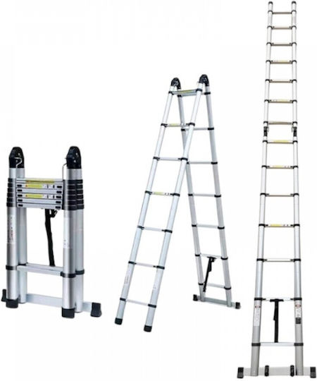 Telescopic Ladder Aluminum of Steps with Maximum Height 6.4m Ladder