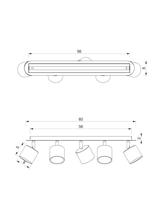 Eko Light Dixie Спот с 5 Светлини и с Цокъл null в Розов Цвят