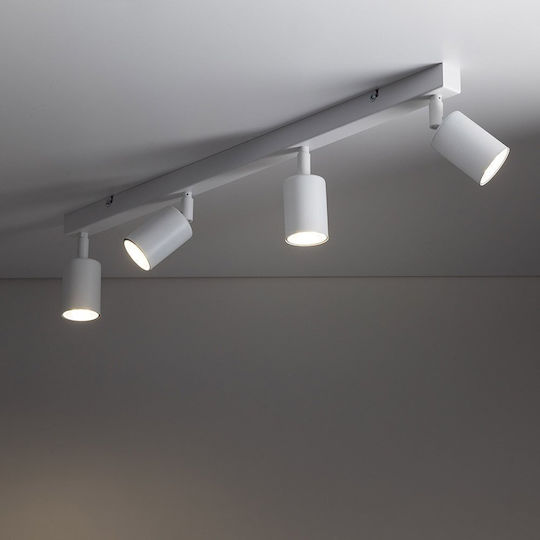 TK Lighting Spot with 4 Lights and with Socket GU10 in White Color