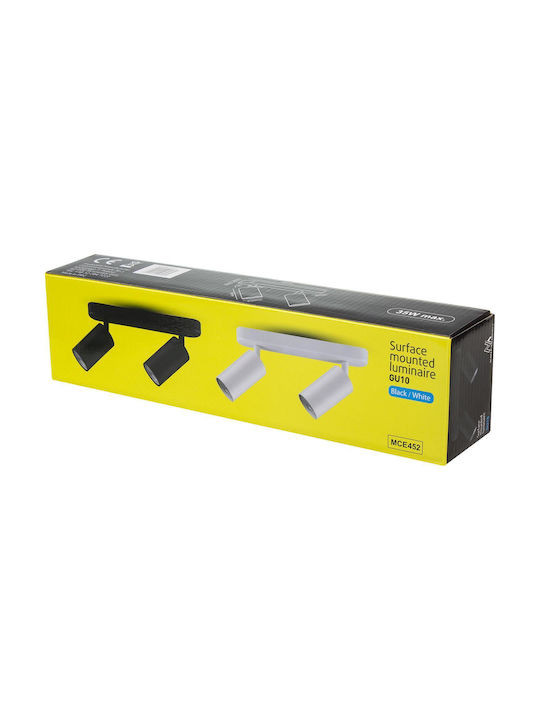 Maclean Energy Double Spot with Socket GU10 in Black Color
