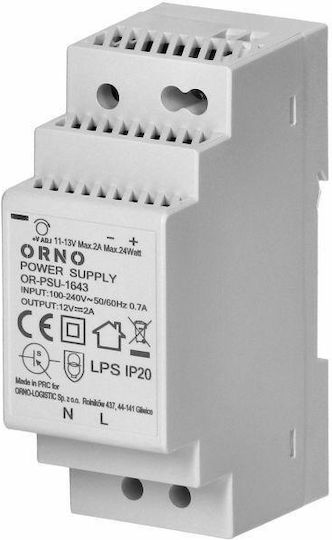 Orno Τροφοδοτικό Ράγας με Έξοδο 12V και Ισχύ 24W 2A