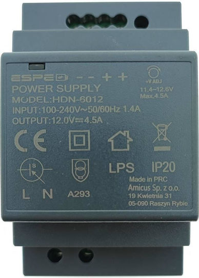 Τροφοδοτικό Ράγας με Έξοδο 12V και Ισχύ 54W 4.5A