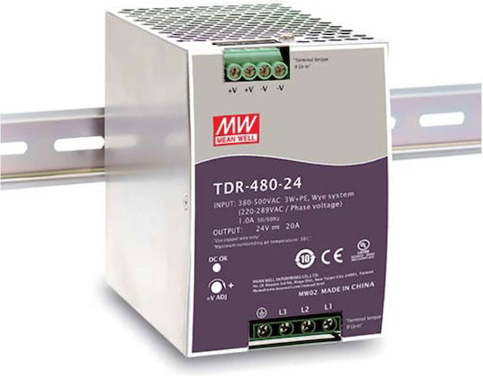 Mean Well DIN-Schienen-Netzteil mit Ausgang 48V und Leistung 480W 10A DIN-Schienen-Stromversorgung 480W 48V 10A