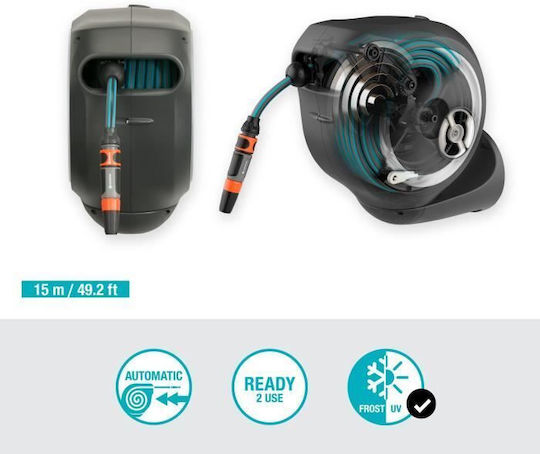 Gardena Rollup S Automatic Вятър за Поливане Стенен с Маркуч 15м S