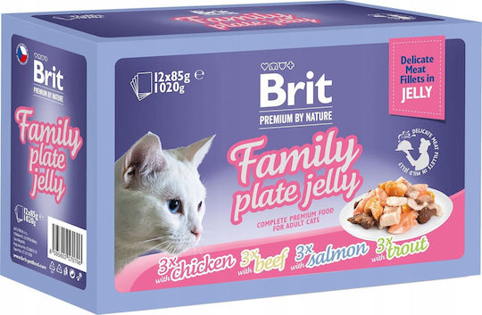 Brit Premium Family Plate Wet Food for Cats in Pouches 12x85gr