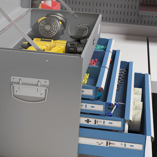 Durhand Metallic Tool Carrier with Toolbox W60xD26xH34cm