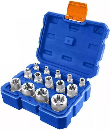 Wadfow Căpăcei Hexagonali cu Patrat de Prindere 1/4", 3/8", 1/2" Set 14buc