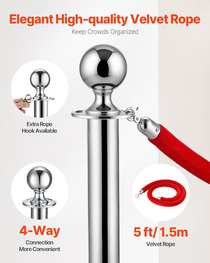 Vevor Safety Barrier Post Silver 1.5m QTGLZDSDYSHR7HYX2V0