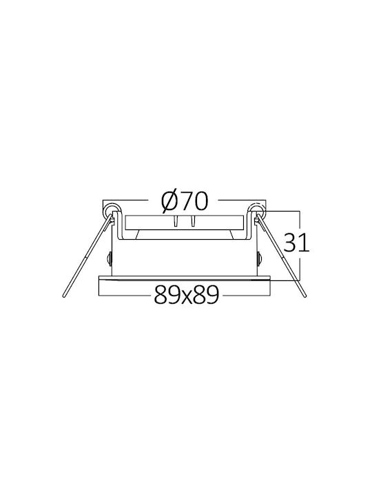 Braytron Platz Metallisch Einbau Spot Schwarz 8.9x8.9cm. 1Stück