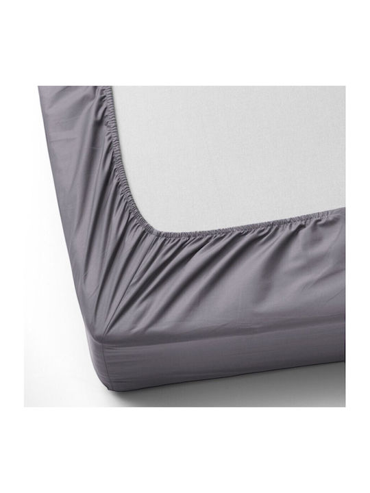 First Choice Set Cearșaf cu 2 Fețe de pernă King Size cu Elastic 180x200cm. Gray (quicksilver) 3buc