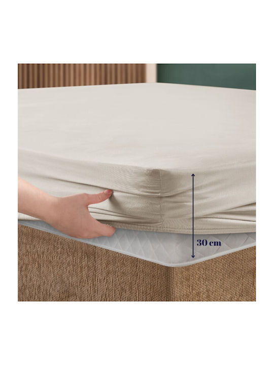 First Choice Sheet Set with 2 Pillowcases Double with Elastic 140x200cm. Beige (moon Bean) 3pcs