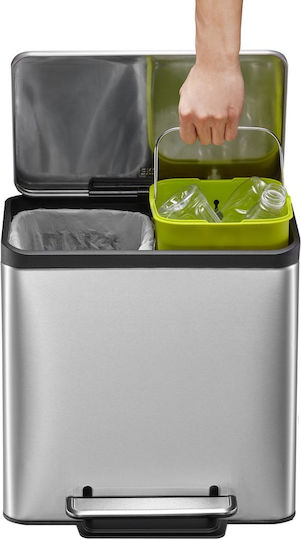 Eko Recycling Waste Bin from Inox Steel with Pedal Silver 24lt