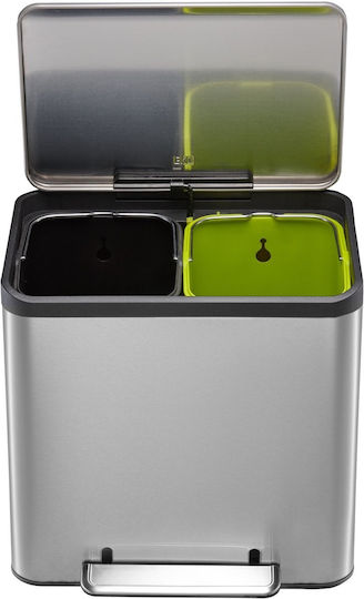 Eko Recycling Waste Bin from Inox Steel with Pedal Silver 24lt