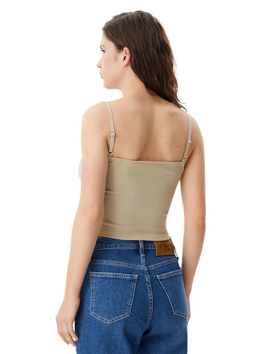 Damen Bluse mit Trägern Beige