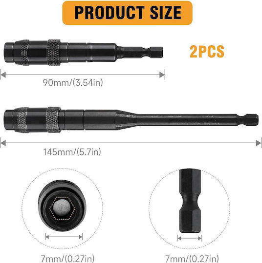 Adapter with Socket HEX and Output 1/4'' / Bit Holder 90 & 145mm