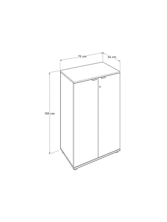 Cabinet de Birou Rio cu încuietoare Alb 72x34x109cm