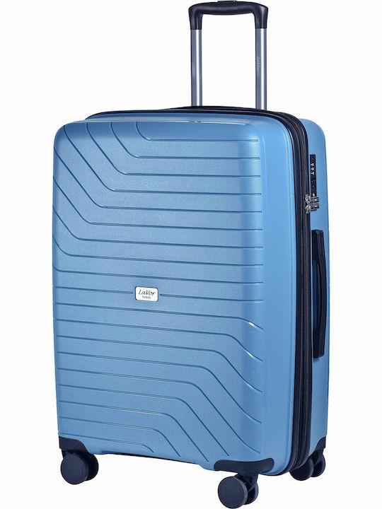 Lavor Cabin Hard Light Blue Travel Suitcase with 4 Wheels Height 55cm