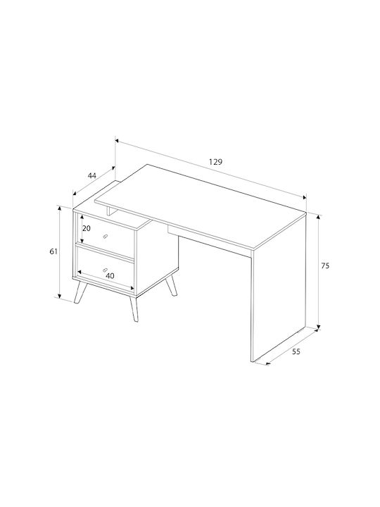 Schreibtisch Terra Holz Florida Oak 129x55x75cm