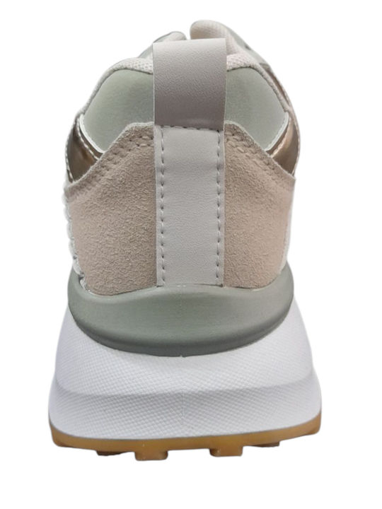 Γυναικεία Flatforms Sneakers Μπεζ Με Πράσινο