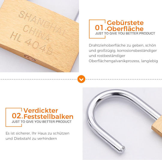 GoldRock Bronze Vorhängeschloss Messing mit Schlüssel 40mm 1Stück