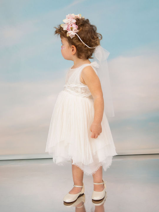 Bambolino Valentina Ecru Baptism Dress Made of Tulle