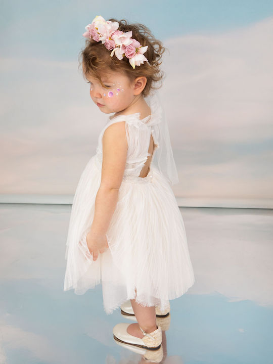 Bambolino Valentina Ecru Baptism Dress Made of Tulle