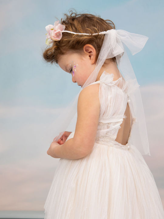 Bambolino Valentina Ecru Baptism Dress Made of Tulle