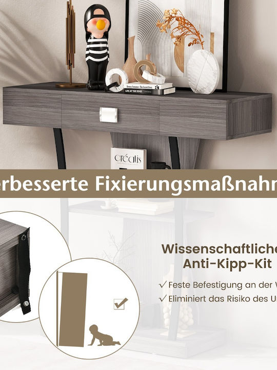 Wooden Console Table Wood & Metal Gray L91xW30xH89cm