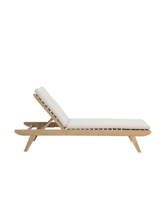 Deckchair Wooden Etoile with Cushion Beige 185x65x87.5cm.