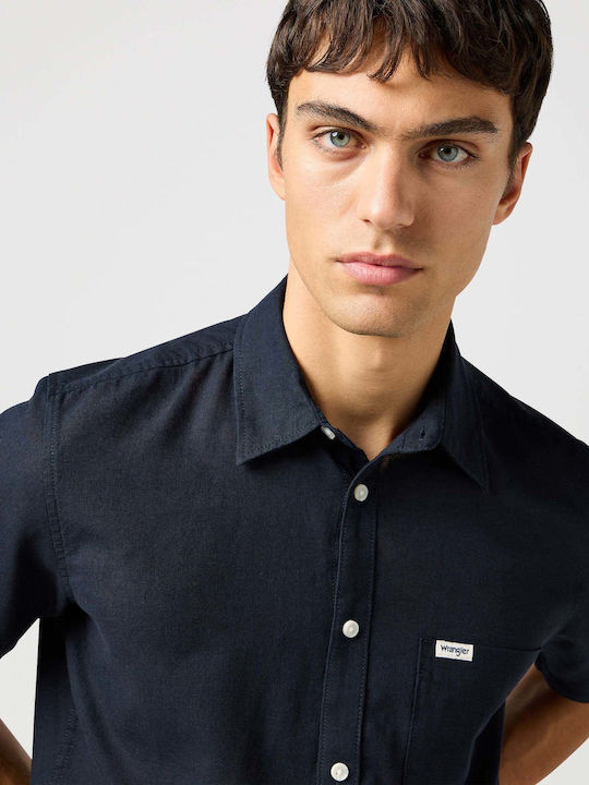 Short-sleeved Linen Shirt Black