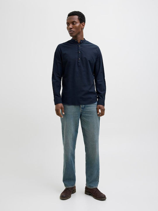 Langärmlig Baumwolle Hemd Navy Blazer, Blue