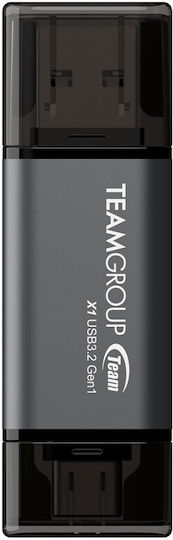 TeamGroup X1 128GB USB 3.0 Stick with connection USB-A & USB-C Gray