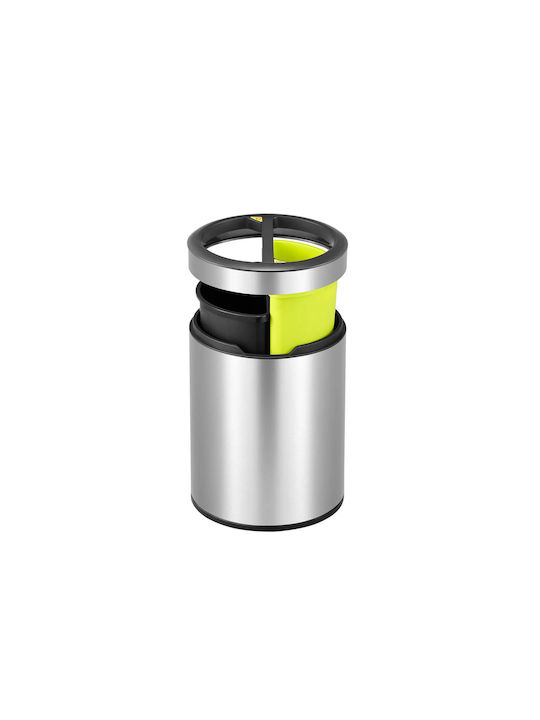 Trash Bin Eko Round Open Top 2x5 Liters 2 Compartments Stainless Steel