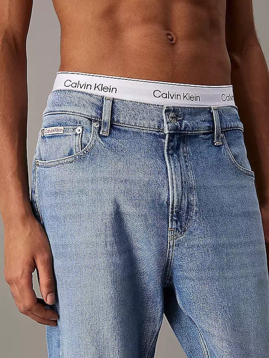 Ανδρικό Παντελόνι Τζιν Cropped με Slim Tapered Εφαρμογή Μπλε