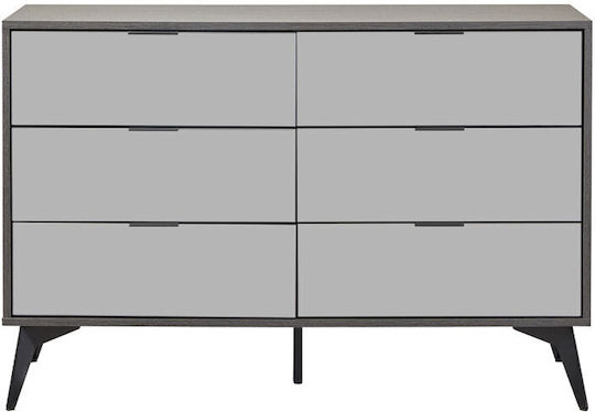 Συρταριέρα Κρεβατοκάμαρας Specchio mit 6 Schubladen Black Oak 120x39x80cm