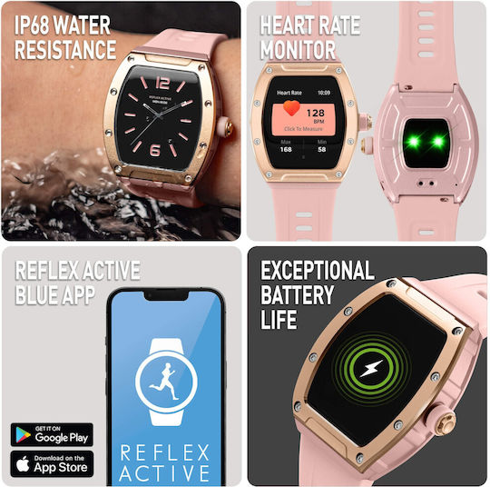 Ρολόι Reflex Smartwatch Ροζ Λουράκι Σιλικόνης Ra52-2226