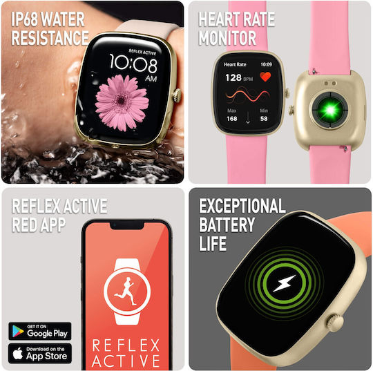 Ρολόι Reflex Smartwatch Ροζ Λουράκι Σιλικόνης Boxset Ra50-2224-set